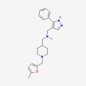 molecular formula C23H30N4O B5226846 N-methyl-1-{1-[(5-methyl-2-furyl)methyl]-4-piperidinyl}-N-[(3-phenyl-1H-pyrazol-4-yl)methyl]methanamine 