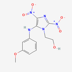 molecular formula C12H13N5O6 B5226855 2-{5-[(3-methoxyphenyl)amino]-2,4-dinitro-1H-imidazol-1-yl}ethanol 