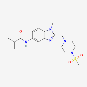 molecular formula C18H27N5O3S B5226867 2-methyl-N-(1-methyl-2-{[4-(methylsulfonyl)-1-piperazinyl]methyl}-1H-benzimidazol-5-yl)propanamide 