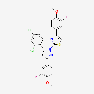 molecular formula C26H19Cl2F2N3O2S B5226902 2-[5-(2,4-dichlorophenyl)-3-(3-fluoro-4-methoxyphenyl)-4,5-dihydro-1H-pyrazol-1-yl]-4-(3-fluoro-4-methoxyphenyl)-1,3-thiazole 