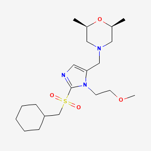 molecular formula C20H35N3O4S B5226949 (2R*,6S*)-4-{[2-[(cyclohexylmethyl)sulfonyl]-1-(2-methoxyethyl)-1H-imidazol-5-yl]methyl}-2,6-dimethylmorpholine 
