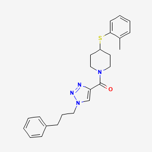 molecular formula C24H28N4OS B5226972 4-[(2-methylphenyl)thio]-1-{[1-(3-phenylpropyl)-1H-1,2,3-triazol-4-yl]carbonyl}piperidine 
