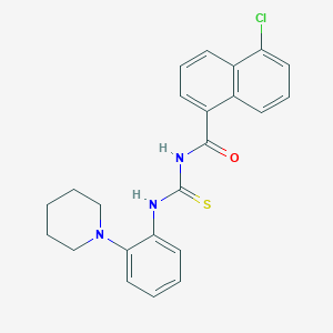 5-chloro-N-({[2-(1-piperidinyl)phenyl]amino}carbonothioyl)-1-naphthamide