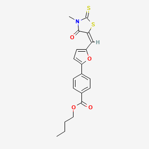 molecular formula C20H19NO4S2 B5227045 butyl 4-{5-[(3-methyl-4-oxo-2-thioxo-1,3-thiazolidin-5-ylidene)methyl]-2-furyl}benzoate 