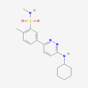 molecular formula C18H24N4O2S B5227072 5-[6-(cyclohexylamino)-3-pyridazinyl]-N,2-dimethylbenzenesulfonamide 