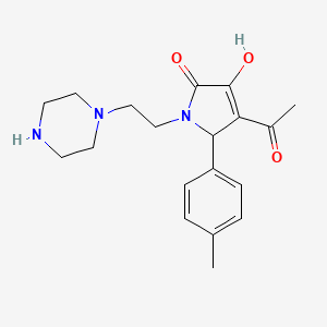 molecular formula C19H25N3O3 B5227077 4-acetyl-3-hydroxy-5-(4-methylphenyl)-1-[2-(1-piperazinyl)ethyl]-1,5-dihydro-2H-pyrrol-2-one 