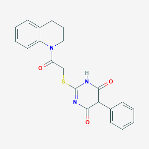 molecular formula C21H19N3O3S B5227092 2-{[2-(3,4-dihydro-1(2H)-quinolinyl)-2-oxoethyl]thio}-5-phenyl-4,6(1H,5H)-pyrimidinedione 