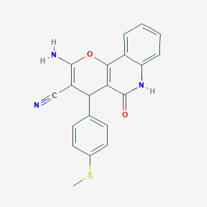 molecular formula C20H15N3O2S B5227255 2-amino-4-[4-(methylthio)phenyl]-5-oxo-5,6-dihydro-4H-pyrano[3,2-c]quinoline-3-carbonitrile 