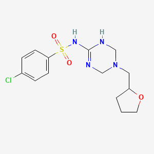 molecular formula C14H19ClN4O3S B5227261 4-chloro-N-[5-(tetrahydro-2-furanylmethyl)-1,4,5,6-tetrahydro-1,3,5-triazin-2-yl]benzenesulfonamide 