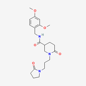 molecular formula C22H31N3O5 B5227291 N-(2,4-dimethoxybenzyl)-6-oxo-1-[3-(2-oxo-1-pyrrolidinyl)propyl]-3-piperidinecarboxamide 