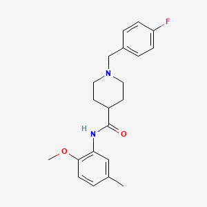 molecular formula C21H25FN2O2 B5227338 1-(4-fluorobenzyl)-N-(2-methoxy-5-methylphenyl)-4-piperidinecarboxamide 