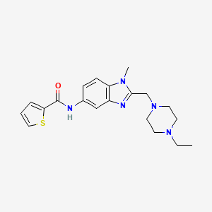molecular formula C20H25N5OS B5227346 N-{2-[(4-ethyl-1-piperazinyl)methyl]-1-methyl-1H-benzimidazol-5-yl}-2-thiophenecarboxamide 