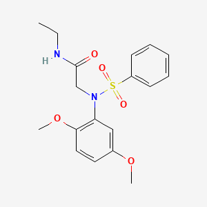 molecular formula C18H22N2O5S B5227347 N~2~-(2,5-dimethoxyphenyl)-N~1~-ethyl-N~2~-(phenylsulfonyl)glycinamide 