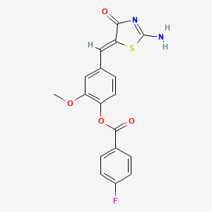 molecular formula C18H13FN2O4S B5227359 4-[(2-imino-4-oxo-1,3-thiazolidin-5-ylidene)methyl]-2-methoxyphenyl 4-fluorobenzoate 