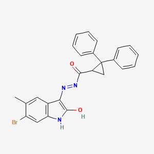 molecular formula C25H20BrN3O2 B5227369 N'-(6-bromo-5-methyl-2-oxo-1,2-dihydro-3H-indol-3-ylidene)-2,2-diphenylcyclopropanecarbohydrazide 