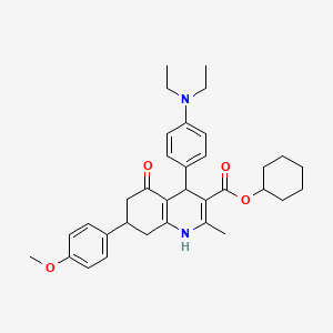 molecular formula C34H42N2O4 B5227440 cyclohexyl 4-[4-(diethylamino)phenyl]-7-(4-methoxyphenyl)-2-methyl-5-oxo-1,4,5,6,7,8-hexahydro-3-quinolinecarboxylate 
