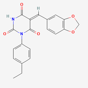 molecular formula C20H16N2O5 B5227480 5-(1,3-benzodioxol-5-ylmethylene)-1-(4-ethylphenyl)-2,4,6(1H,3H,5H)-pyrimidinetrione 