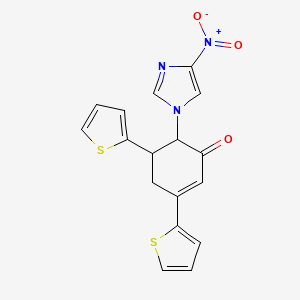 molecular formula C17H13N3O3S2 B5227557 6-(4-nitro-1H-imidazol-1-yl)-3,5-di-2-thienyl-2-cyclohexen-1-one 