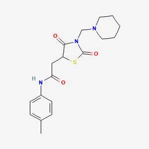 molecular formula C18H23N3O3S B5227590 2-[2,4-dioxo-3-(1-piperidinylmethyl)-1,3-thiazolidin-5-yl]-N-(4-methylphenyl)acetamide 