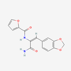 molecular formula C15H12N2O5 B5227624 N-[1-(aminocarbonyl)-2-(1,3-benzodioxol-5-yl)vinyl]-2-furamide 