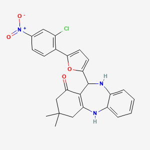 molecular formula C25H22ClN3O4 B5227626 11-[5-(2-chloro-4-nitrophenyl)-2-furyl]-3,3-dimethyl-2,3,4,5,10,11-hexahydro-1H-dibenzo[b,e][1,4]diazepin-1-one 