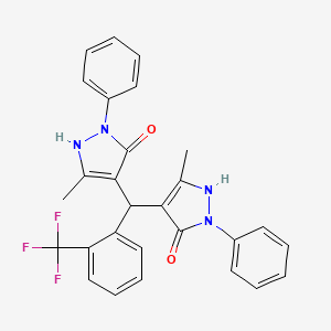 molecular formula C28H23F3N4O2 B5227685 4,4'-{[2-(trifluoromethyl)phenyl]methylene}bis(3-methyl-1-phenyl-1H-pyrazol-5-ol) 