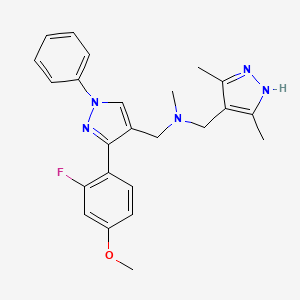 molecular formula C24H26FN5O B5227693 1-(3,5-dimethyl-1H-pyrazol-4-yl)-N-{[3-(2-fluoro-4-methoxyphenyl)-1-phenyl-1H-pyrazol-4-yl]methyl}-N-methylmethanamine 