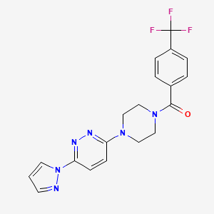 molecular formula C19H17F3N6O B5227722 3-(1H-pyrazol-1-yl)-6-{4-[4-(trifluoromethyl)benzoyl]-1-piperazinyl}pyridazine 