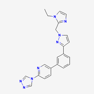 molecular formula C22H20N8 B5227790 5-(3-{1-[(1-ethyl-1H-imidazol-2-yl)methyl]-1H-pyrazol-3-yl}phenyl)-2-(4H-1,2,4-triazol-4-yl)pyridine 