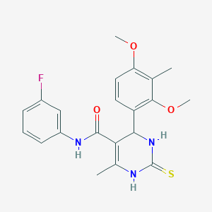molecular formula C21H22FN3O3S B5227796 4-(2,4-dimethoxy-3-methylphenyl)-N-(3-fluorophenyl)-6-methyl-2-thioxo-1,2,3,4-tetrahydro-5-pyrimidinecarboxamide 