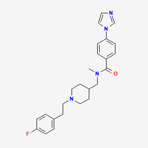 molecular formula C25H29FN4O B5227818 N-({1-[2-(4-fluorophenyl)ethyl]-4-piperidinyl}methyl)-4-(1H-imidazol-1-yl)-N-methylbenzamide 