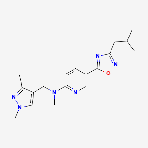 molecular formula C18H24N6O B5227844 N-[(1,3-dimethyl-1H-pyrazol-4-yl)methyl]-5-(3-isobutyl-1,2,4-oxadiazol-5-yl)-N-methyl-2-pyridinamine 