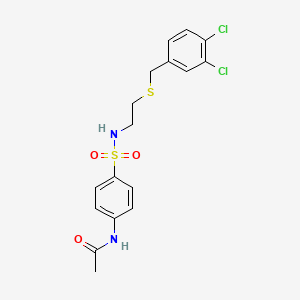 molecular formula C17H18Cl2N2O3S2 B5227865 N-{4-[({2-[(3,4-dichlorobenzyl)thio]ethyl}amino)sulfonyl]phenyl}acetamide 