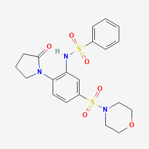 molecular formula C20H23N3O6S2 B5227873 N-[5-(4-morpholinylsulfonyl)-2-(2-oxo-1-pyrrolidinyl)phenyl]benzenesulfonamide 