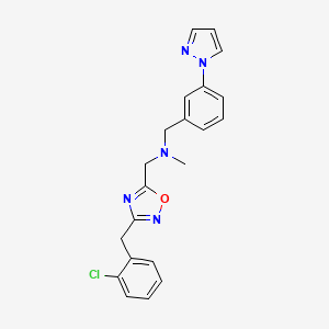 molecular formula C21H20ClN5O B5227902 1-[3-(2-chlorobenzyl)-1,2,4-oxadiazol-5-yl]-N-methyl-N-[3-(1H-pyrazol-1-yl)benzyl]methanamine 