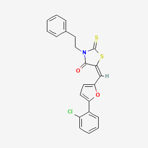 molecular formula C22H16ClNO2S2 B5227916 5-{[5-(2-chlorophenyl)-2-furyl]methylene}-3-(2-phenylethyl)-2-thioxo-1,3-thiazolidin-4-one 