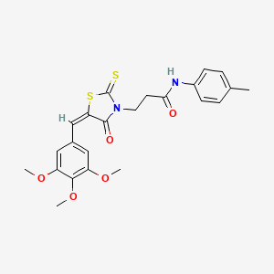 molecular formula C23H24N2O5S2 B5227950 N-(4-methylphenyl)-3-[4-oxo-2-thioxo-5-(3,4,5-trimethoxybenzylidene)-1,3-thiazolidin-3-yl]propanamide 