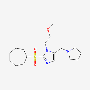 molecular formula C18H31N3O3S B5227962 2-(cycloheptylsulfonyl)-1-(2-methoxyethyl)-5-(1-pyrrolidinylmethyl)-1H-imidazole 