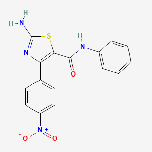 molecular formula C16H12N4O3S B5227990 2-amino-4-(4-nitrophenyl)-N-phenyl-1,3-thiazole-5-carboxamide 