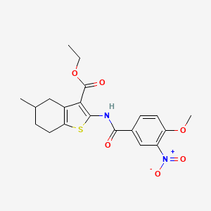 molecular formula C20H22N2O6S B5228015 ethyl 2-[(4-methoxy-3-nitrobenzoyl)amino]-5-methyl-4,5,6,7-tetrahydro-1-benzothiophene-3-carboxylate 