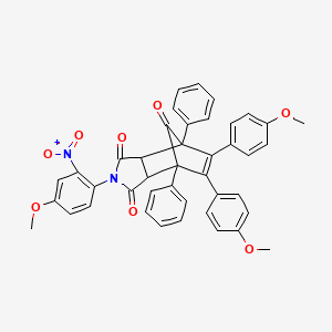 molecular formula C42H32N2O8 B5228016 4-(4-methoxy-2-nitrophenyl)-8,9-bis(4-methoxyphenyl)-1,7-diphenyl-4-azatricyclo[5.2.1.0~2,6~]dec-8-ene-3,5,10-trione 