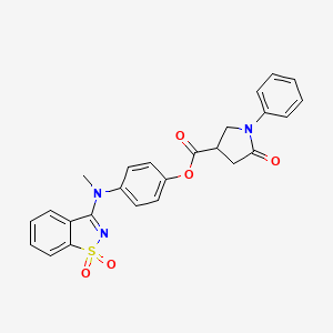 molecular formula C25H21N3O5S B5228030 4-[(1,1-dioxido-1,2-benzisothiazol-3-yl)(methyl)amino]phenyl 5-oxo-1-phenyl-3-pyrrolidinecarboxylate 