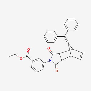 molecular formula C31H25NO4 B5228058 ethyl 3-[10-(diphenylmethylene)-3,5-dioxo-4-azatricyclo[5.2.1.0~2,6~]dec-8-en-4-yl]benzoate 