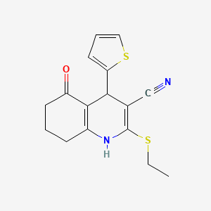 molecular formula C16H16N2OS2 B5228120 2-(ethylthio)-5-oxo-4-(2-thienyl)-1,4,5,6,7,8-hexahydro-3-quinolinecarbonitrile 