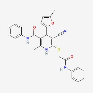 molecular formula C27H24N4O3S B5228122 6-[(2-anilino-2-oxoethyl)thio]-5-cyano-2-methyl-4-(5-methyl-2-furyl)-N-phenyl-1,4-dihydro-3-pyridinecarboxamide 