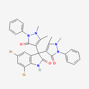 molecular formula C30H25Br2N5O3 B5228124 5,7-dibromo-3,3-bis(1,5-dimethyl-3-oxo-2-phenyl-2,3-dihydro-1H-pyrazol-4-yl)-1,3-dihydro-2H-indol-2-one 