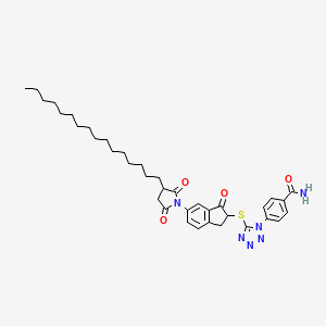 4-(5-{[6-(3-hexadecyl-2,5-dioxo-1-pyrrolidinyl)-1-oxo-2,3-dihydro-1H-inden-2-yl]thio}-1H-tetrazol-1-yl)benzamide