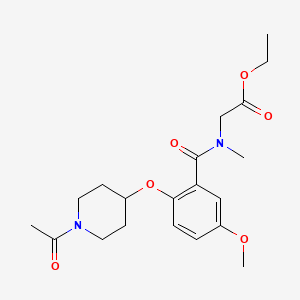 molecular formula C20H28N2O6 B5228165 ethyl N-{2-[(1-acetyl-4-piperidinyl)oxy]-5-methoxybenzoyl}-N-methylglycinate 