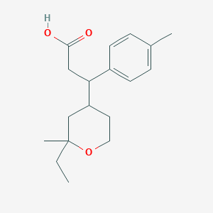 molecular formula C18H26O3 B5228224 3-(2-ethyl-2-methyltetrahydro-2H-pyran-4-yl)-3-(4-methylphenyl)propanoic acid 