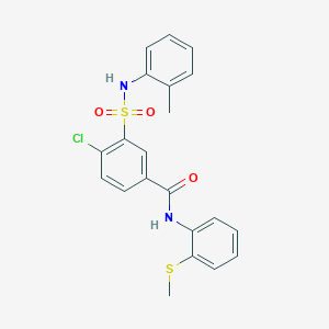 molecular formula C21H19ClN2O3S2 B5228257 4-chloro-3-{[(2-methylphenyl)amino]sulfonyl}-N-[2-(methylthio)phenyl]benzamide 